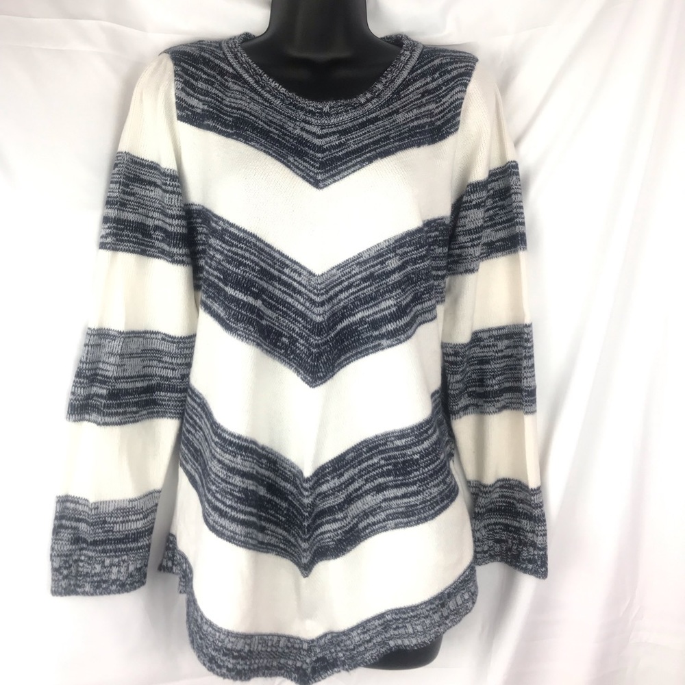 Apt. 9 Mitered Blue & White Crewneck Sweater L